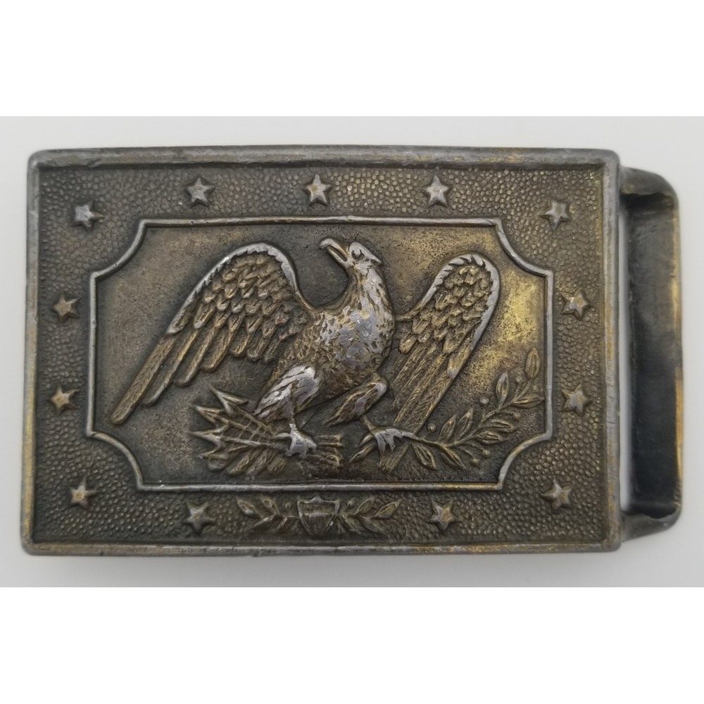 Vintage Brass Plate Belt Buckle American Army Eagle 70/80s WS 712 Etched on Back